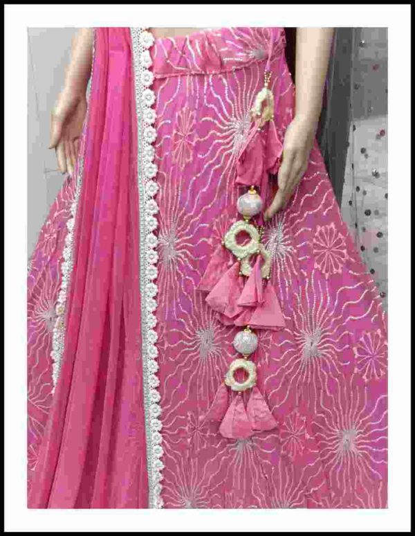 Georgette Zardoshi Lehenga With Silk Blouse - Image 2