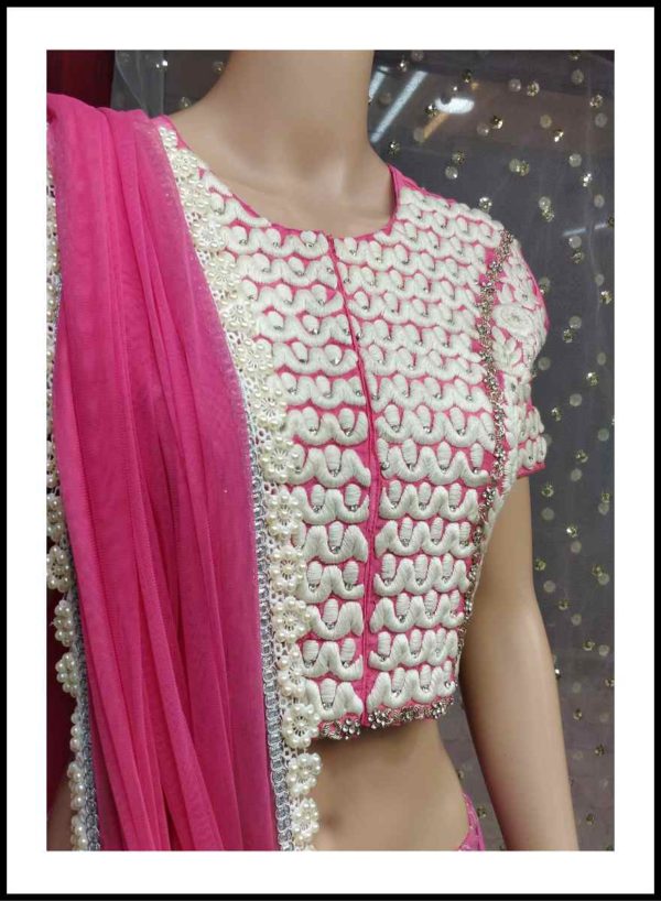 Georgette Zardoshi Lehenga With Silk Blouse - Image 3