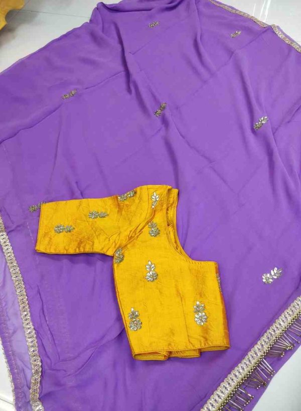 Mauve georgette saree gota work Blouse