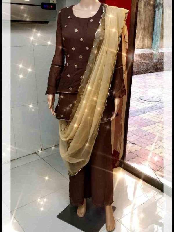 Brown colour sharara outfit