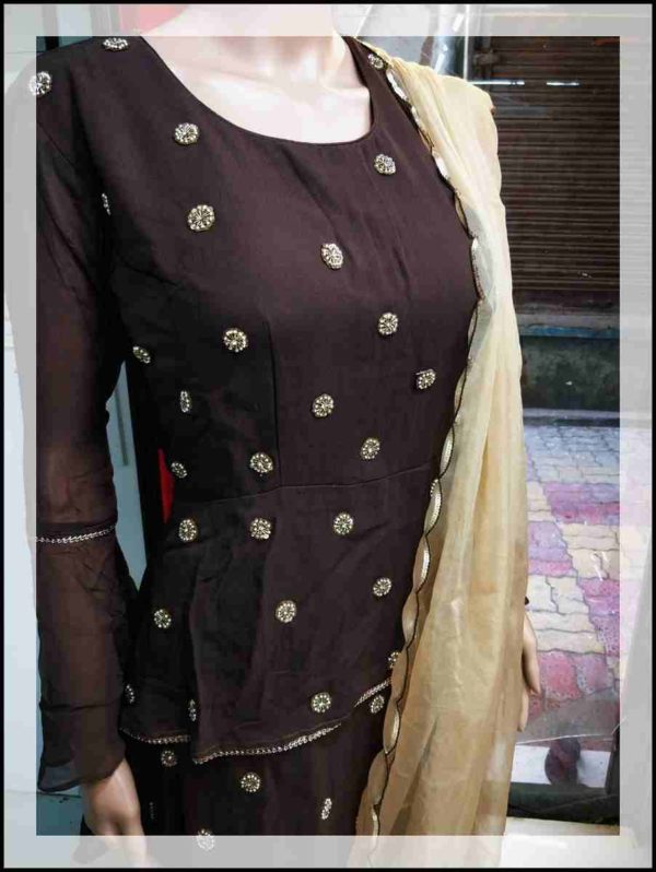 Brown colour sharara outfit - Image 2