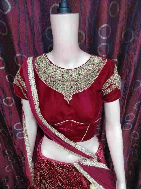 Brasso Velvet Lehenga with Handwork Blouse - Image 2