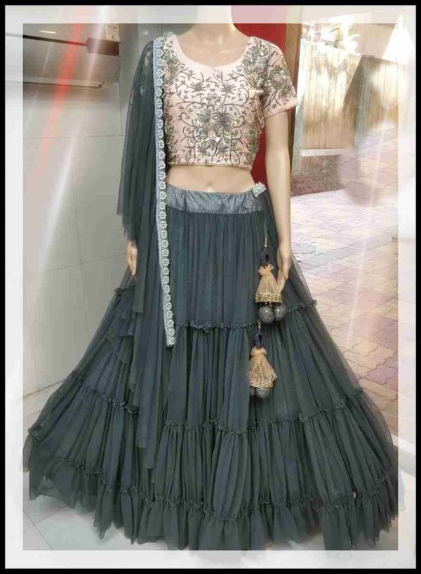 Tiered Grey Lehenga set