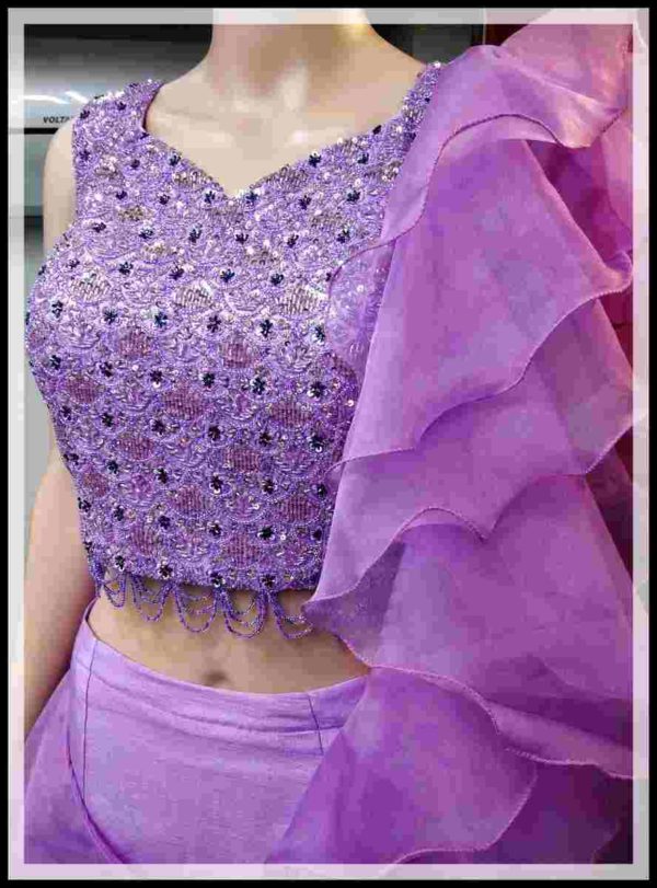 Lilac lehenga set with ruffle dupatta - Image 3