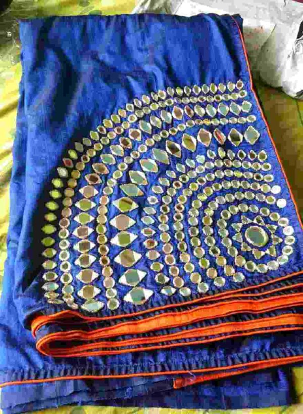 Royal Blue Saree Corner Butta Mirror Work - Image 2