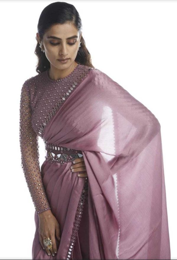 Cutwork Mirror Border Saree & Designer Blouse - Image 2