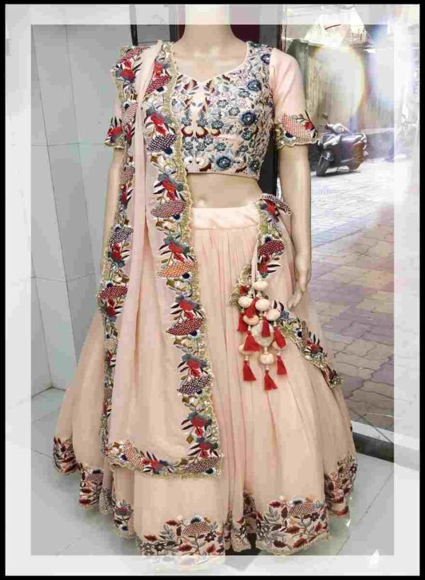 Peach Handwork Lehenga Set