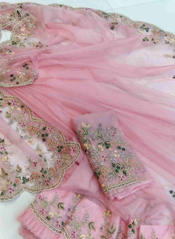 Pink Rose Organza Saree