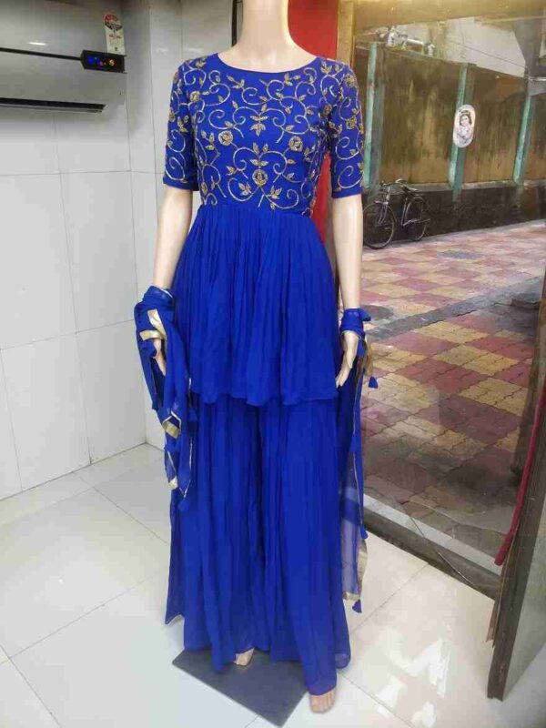 Royal Blue Peplum Sharara Set