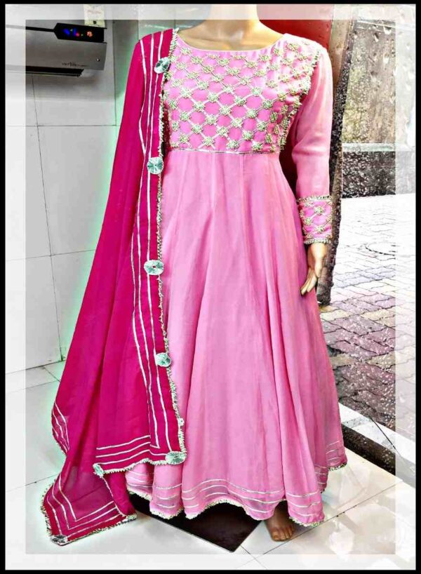 Pink gotta work Anarkali