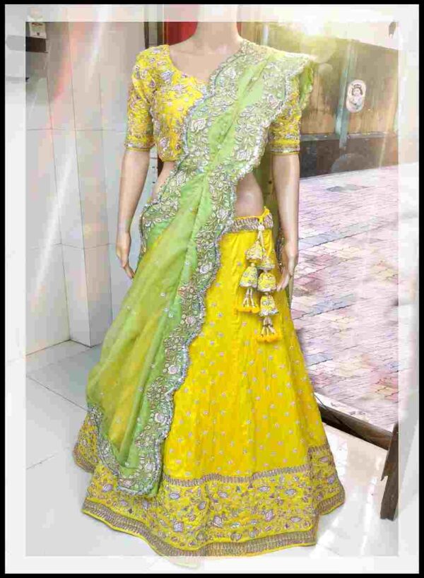 Yellow & Mint Bridal Lehenga Set